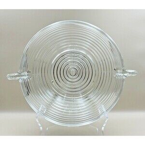 Vintage Anchor Hocking Ribbed Depression Glass "Manhattan"  Serving Bowl 1930s